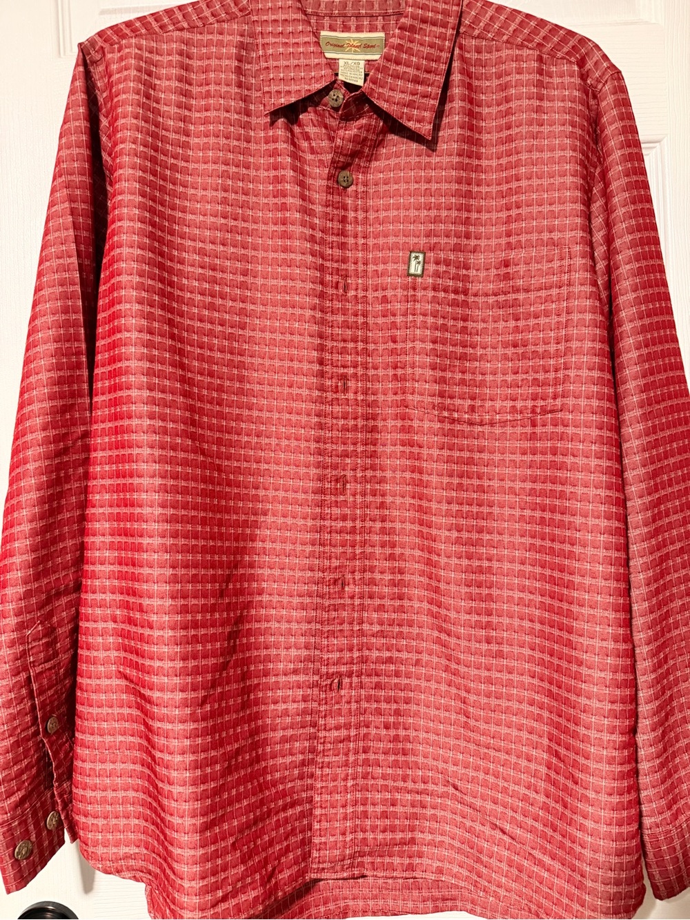 Classic Red Patterned Men's Button-Up Shirt